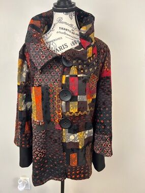 Joseph Ribkoff Patchwork Print Jacket Statement Button Front Coat